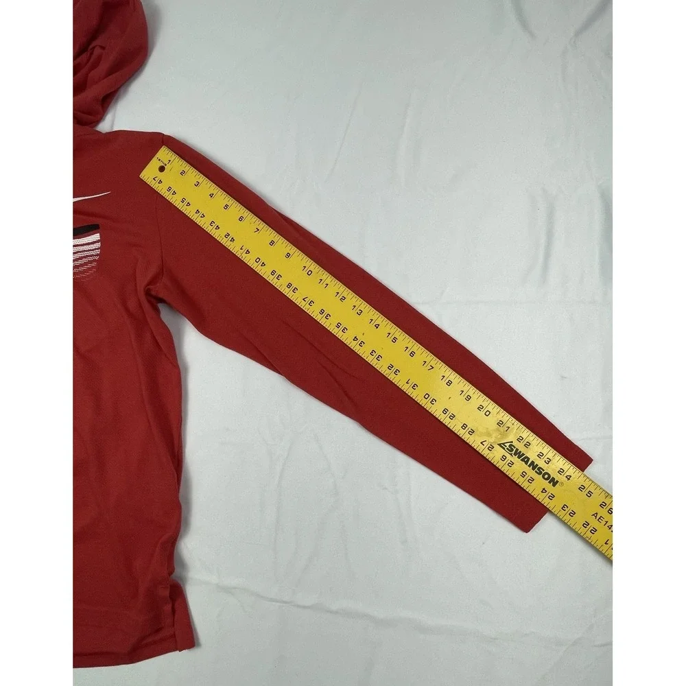 NIKE ARKANSAS RAZORBACKS HOODED PERFORMANCE LONG SLEEVE SHIRT RED MENS LARGE